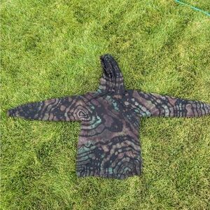 Reverse Tie-Dye Hooded Sweatshirt hoodie tree camo green brown black NEW S/M